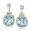 18k Yellow Gold & Sterling Silver Sky Blue Topaz & Diamond Earrings (.05cttw)