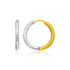 Hammered Hinge Tube Hoop Earrings in 14k Two-Tone Gold(2.5x15mm)