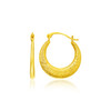 14k Yellow Gold Graduated Round Textured Hoop Earrings