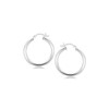 Sterling Silver Rhodium Plated Polished Look Hoop Earrings (3x25mm)