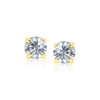 14k Yellow Gold Stud Earrings with White Hue Faceted Cubic Zirconia(7mm)