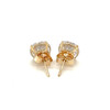 14k Yellow Gold Stud Earrings with White Hue Faceted Cubic Zirconia(7mm)