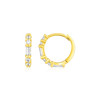14k Yellow Gold Petite Hoop Earrings with Baguette Cubic Zirconias
