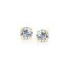 14k Yellow Gold Stud Earrings with White Hue Faceted Cubic Zirconia(5mm)