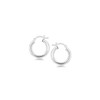 Sterling Silver Polished Hoop Style Earrings with Rhodium Plating (3x15mm)