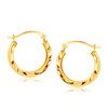 10k Yellow Gold Hoop Earrings in Textured Polished Style
