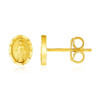 14k Yellow Gold Oval Religious Medallion Post Earrings