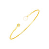 14k Yellow Gold Cuff Bangle with Pearl and Diamond