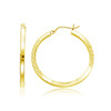 14k Yellow Gold Diamond Cut Hoop Earrings(2x35mm)
