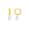 14k Yellow Gold Small Hoop Earrings with Pearls