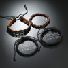 Vintage Handmade Multilayer Four-piece Set Bracelet with Peace Tree Life Tree Leather Bracelet