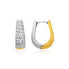 14k Two-Tone Gold Oval Diamond Cut Textured Earrings