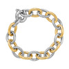 18k Yellow Gold and Sterling Silver Rhodium Plated Diamond Cut Chain Bracelet