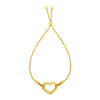 Adjustable Bracelet with Shiny Open Heart in 14k Yellow Gold