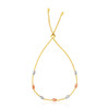 14k Tri-Color Gold Textured Oval Station Lariat Style Bracelet