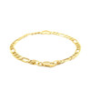 14k Yellow Gold 7 inch Figaro Chain Bracelet with Heart