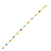 14k Yellow Gold Cable Anklet with Round Multi Tone Stations