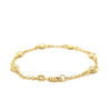 14k Yellow Gold Rolo Chain Bracelet with Puffed Heart Stations