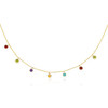 14k Yellow Gold Cable Chain Necklace with Round Multi-Tone Charms