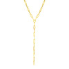 14k Yellow Gold Paperclip Chain Lariat Necklace