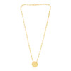 14k Yellow Gold High Polish Circle Disc Paperclip Link Necklace