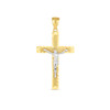 14k Two Tone Gold High Polish Diamond Cut Cross Pendant
