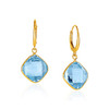 Drop Earrings with Blue Topaz Cushion Briolettes in 14k Yellow Gold