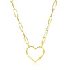 14k Yellow Gold Paperclip Chain Necklace with Heart Carabiner Clasp
