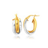14k Two-Tone Gold Double Row Intertwined Oval Hoop Earrings
