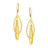 14k Yellow Gold Earrings with Shiny and Textured Teardrop Dangles
