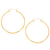 14k Yellow Gold Fancy Diamond Cut Extra Large Hoop Earrings (2x45mm)