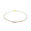 14k Yellow Gold and Sterling Silver Anklet with a Single Open Heart Station