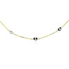14k Two Tone Gold Anklet with Diamond Cut Heart Style Stations
