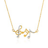 14k Two-Toned Yellow and White Gold Musical Notes Necklace