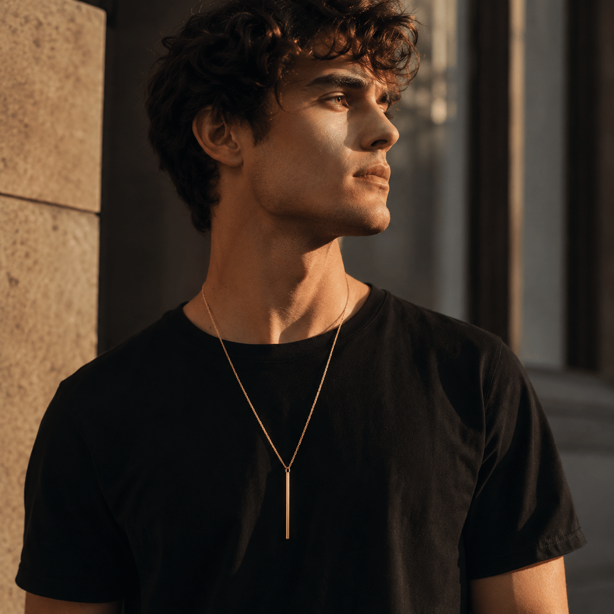 Soul Alignment Necklace for Men & Women, Minimalist Vertical Bar Pendant Necklace, Gold Fashion Jewelry