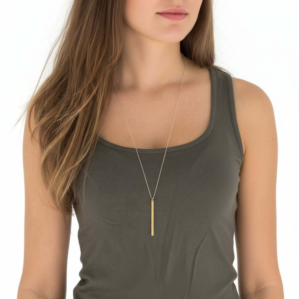 Soul Alignment Necklace for Men & Women, Minimalist Vertical Bar Pendant Necklace, Gold Fashion Jewelry