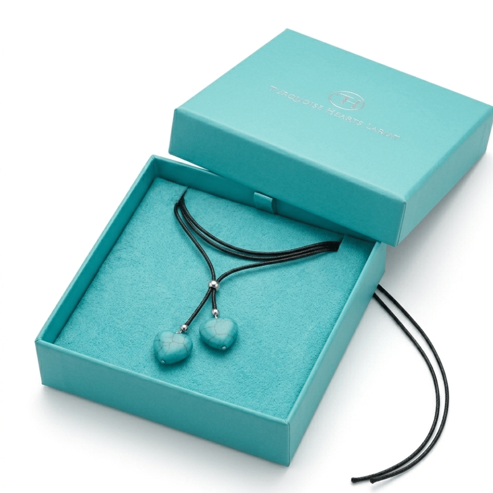 Boho Turquoise Double Layer Rope Necklace for Women Retro Heart Pendant Statement Jewelry Gift