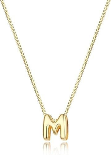 Bubble Gold Letter Necklace for Women, 14k Gold Plated Balloon Initial Necklace, Dainty Gold Necklace for Women, Personalized Bubble Pendant Name Necklace, Fashion Accessories Trendy Jewelry