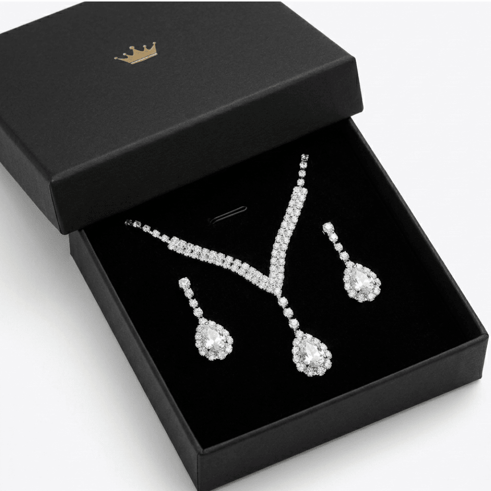 Rhinestone Claw Chain Jewelry Set for Women, Crystal Necklace and Earrings Set, Elegant Fashion Jewelry Gift