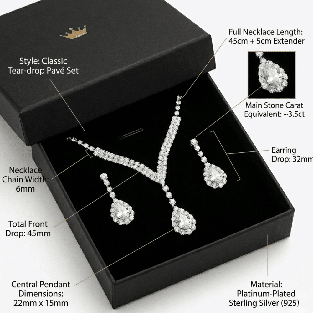 Rhinestone Claw Chain Jewelry Set for Women, Crystal Necklace and Earrings Set, Elegant Fashion Jewelry Gift