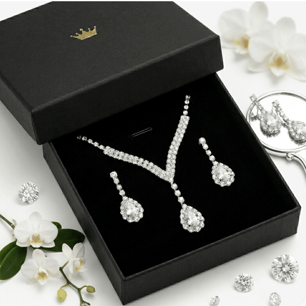 Rhinestone Claw Chain Jewelry Set for Women, Crystal Necklace and Earrings Set, Elegant Fashion Jewelry Gift