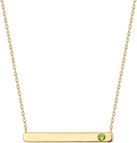 14K Gold Plated Crystal Birthstone Bar Necklace | Dainty Necklace | Gold Necklaces for Women