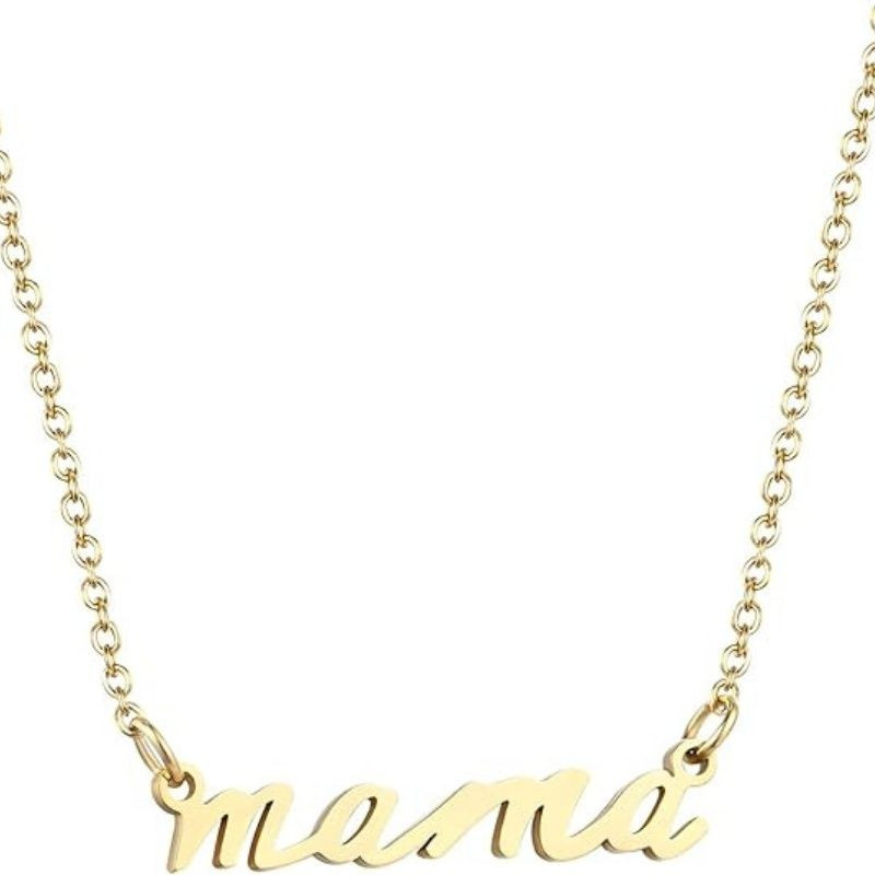 Mama Necklace for Women, 14K Gold Plated Dainty Mom Necklace Non Tarnish Jewelry for Mama, Mother Gifts for New Mom, First Time Mommy Gifts