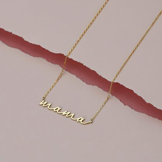 Mama Necklace for Women, 14K Gold Plated Dainty Mom Necklace Non Tarnish Jewelry for Mama, Mother Gifts for New Mom, First Time Mommy Gifts