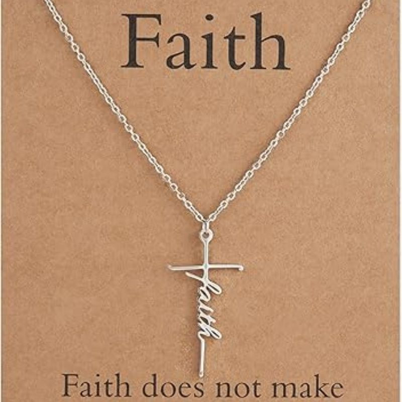 Faith Cross Pendant Necklace for Women Religious Christian Jewelry Mother's Day Gifts for Women