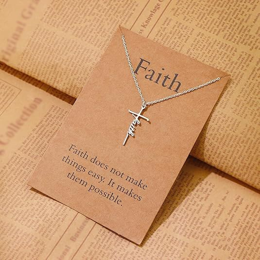 Faith Cross Pendant Necklace for Women Religious Christian Jewelry Mother's Day Gifts for Women