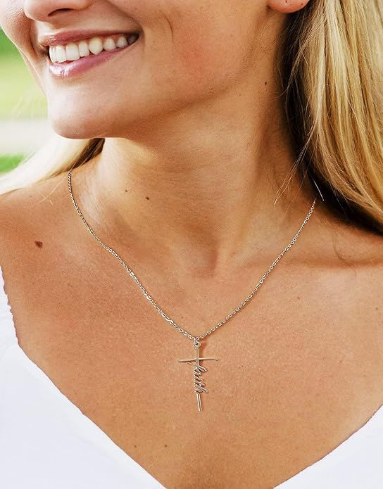 Faith Cross Pendant Necklace for Women Religious Christian Jewelry Mother's Day Gifts for Women