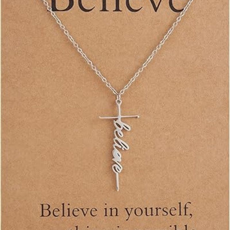 Faith Cross Pendant Necklace for Women Religious Christian Jewelry Mother's Day Gifts for Women