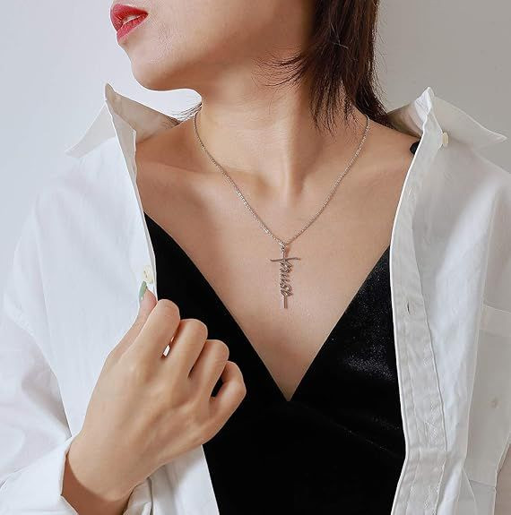 Faith Cross Pendant Necklace for Women Religious Christian Jewelry Mother's Day Gifts for Women