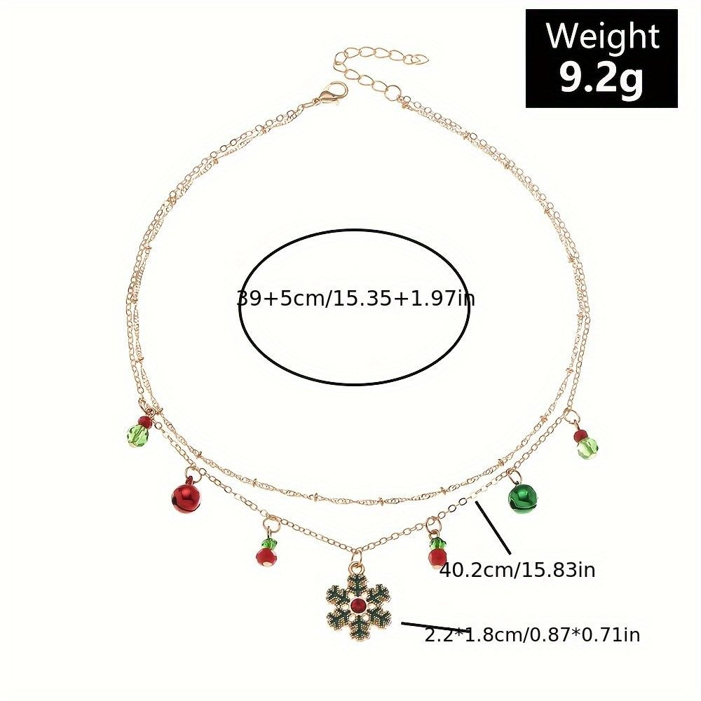 Fashionable Bell Snow Necklace Double Layer Clavicle Chain Women's Festival Accessories Perfect Gift for Birthday